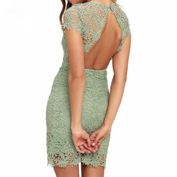 Lulu's Dresses & Skirts - Lulus Sage Green Backless Lace Dress Size S